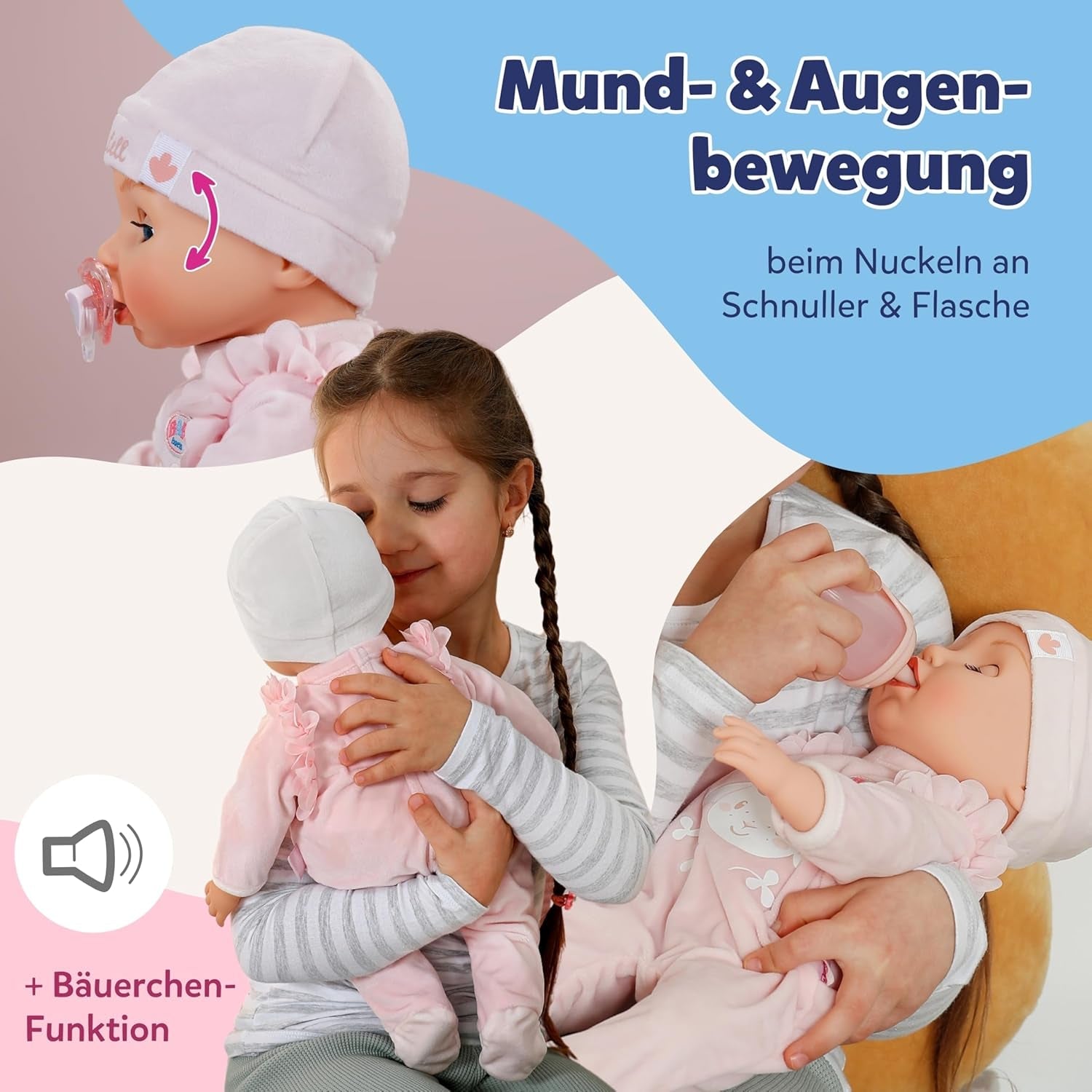 BABY Born Annabell 43 cm - Měkká panenka se 7 elektronickými funkcemi a zvukem - Vhodné pro děti od 3 let - Panenka obsahuje příslušenství - Vyžaduje baterie