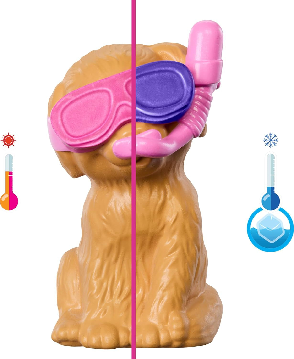 Hrací sada Barbie pro štěně Pool Party s módní panenkou, psím domečkem a skluzavkou, srdíčkovým bazénkem, 2 figurkami psů, 6 doplňků a měničem barev, JBF35