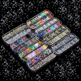 8 Boxen Nail Art Strass Kit - Nail Art Gemischt Strass Set, Nagel Kunst Strasssteine ​​​​Gems Perlen Edelsteine ​​Bunt Pferdeaugen Strass Für Nageldesign Zubehör Mit 1 Pinzetten Und 1 Strass Picker Für DIY