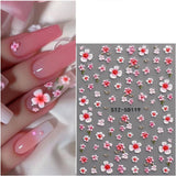 JMEOWIO 3D Nálepka na nehty Blume Nálepka na nehty Selbstklebend Nagelaufkleber 5D Stereoskopické jarní letní květinové dekorace Nageldesign Zubehör 4 Blatt