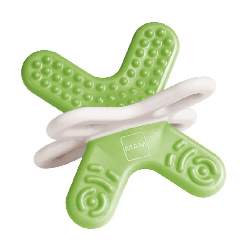 Zubací kroužek MAM C125 Bite & Relax, 2 sterilizační boxy, zelený