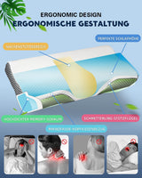 IDEA Polštář, Ergonomický ortopedický polštář na bolest krku, Polštář z paměťové pěny pro boční, zadní a břišní spáče, Polštář proti chrápání pro muže Ženy (62 * 34,5 * 12/8CM) Krční ortopedické polštáře Naty Shop