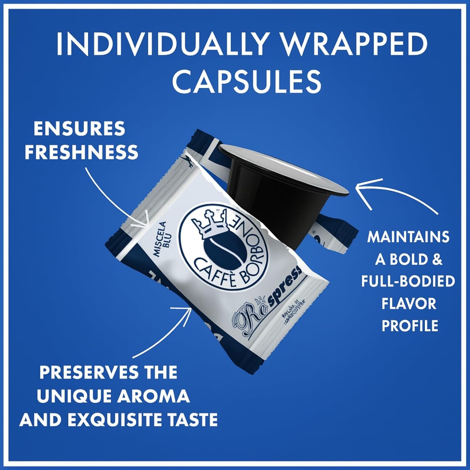 Caffè Borbone Respresso, Blue Kaffeemischung - 100 kapslí - Kompatibilní s Nespresso®* Haushalts-Espressomaschinen