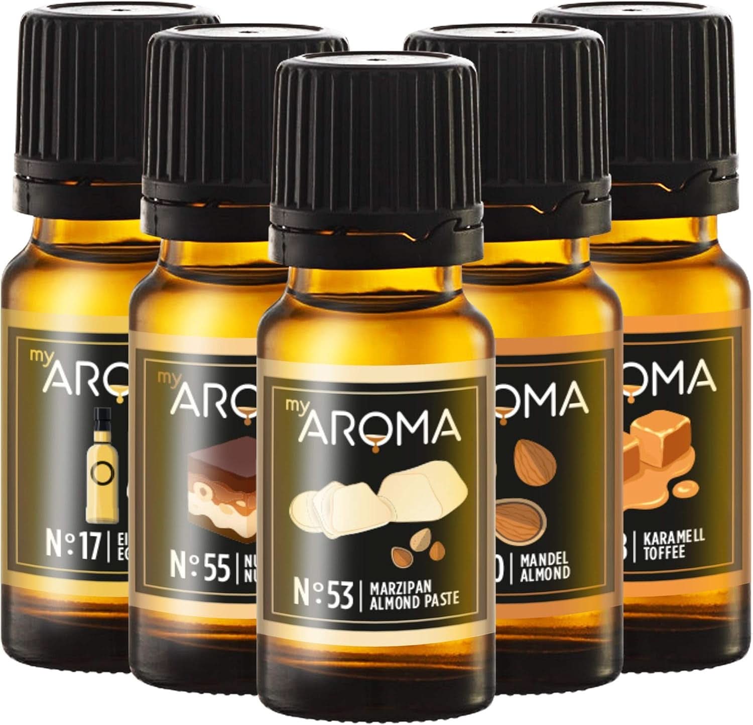 Myarom | Sada: Forest & Meadow - Čistá přírodní příchuť s příchutí ovoce a příchutí ovoce (5 x 10 ml) | Mistr pekař sladidel Naty Shop bez cukru a neslazený