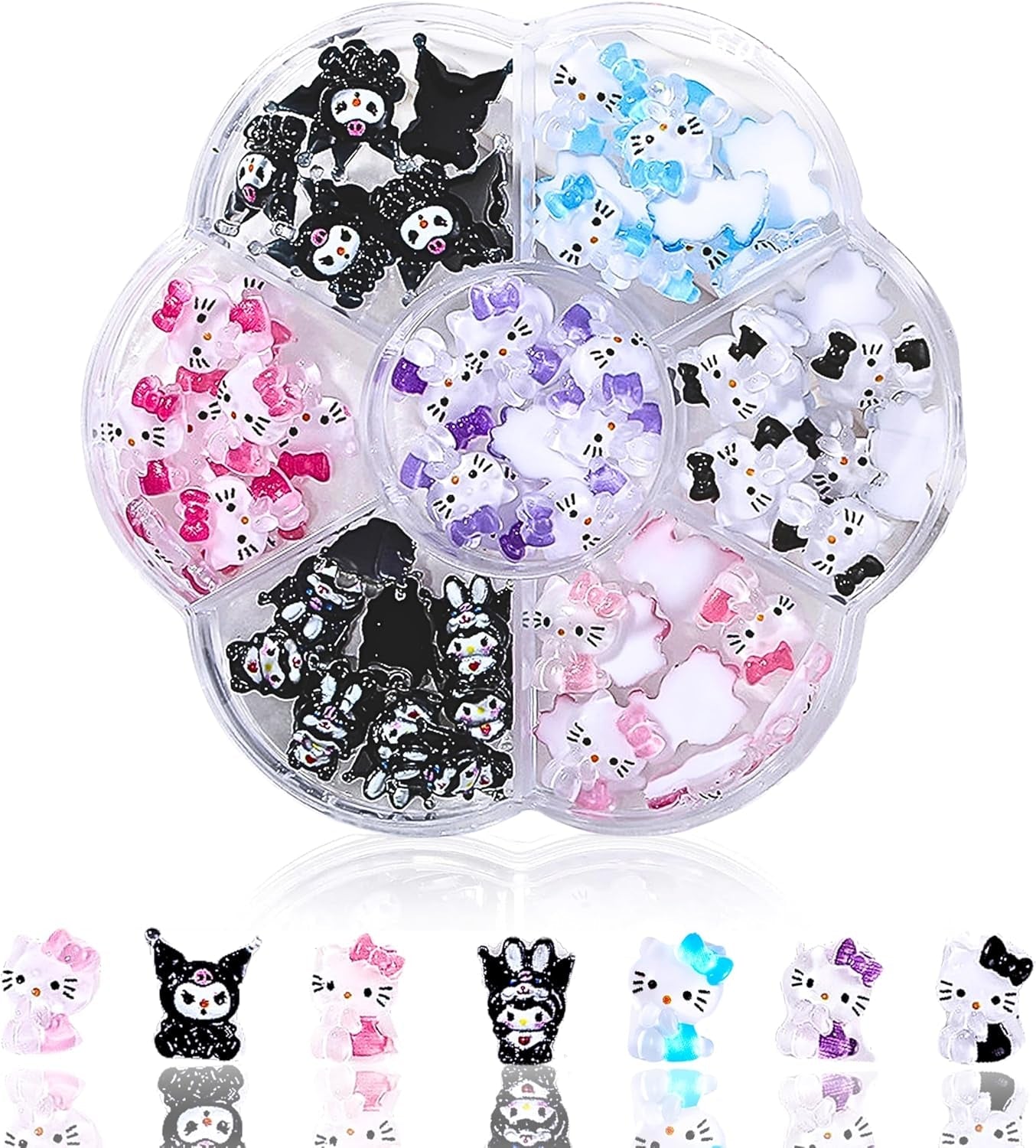 3D nálepky na nehty pro kočky, třpytky na nehty, flitry, pryskyřicové nálepky na nehty, drahokamy na nehty, diamanty pro nail art, včetně voskové tyčinky s drahokamy (barevná kočka)