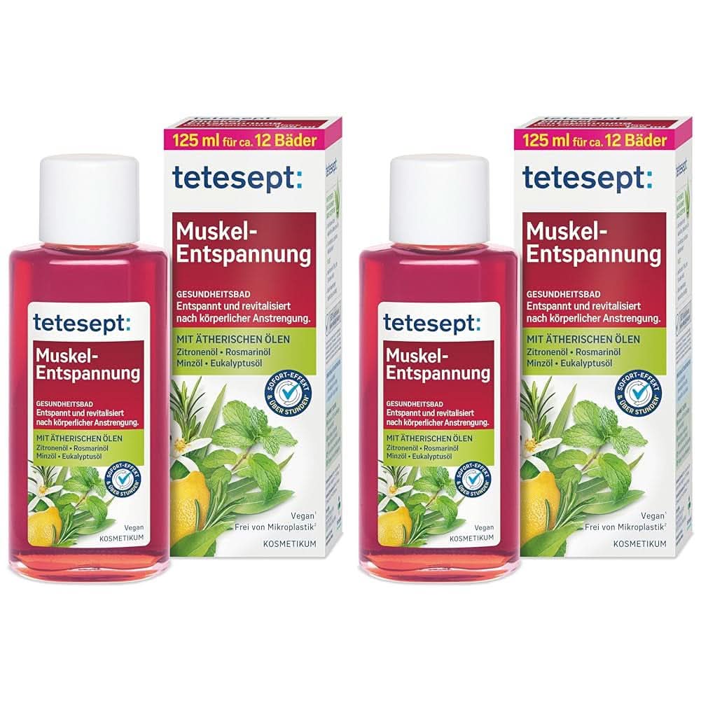 Tetesept Muskel, Relaxační přísada do koupele po fyzické námaze, 125 ml Sprcha a koupel Naty Shop 2 kusy x 125 ml Svalová relaxační koupel