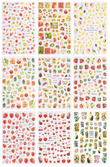 JMEOWIO Samolepka na nehty Sommer Frucht 9 Blatt Samolepka na nehty Selbtklebend Nagelaufkleber Zitronen Dekoration Nageldesign Zubehör