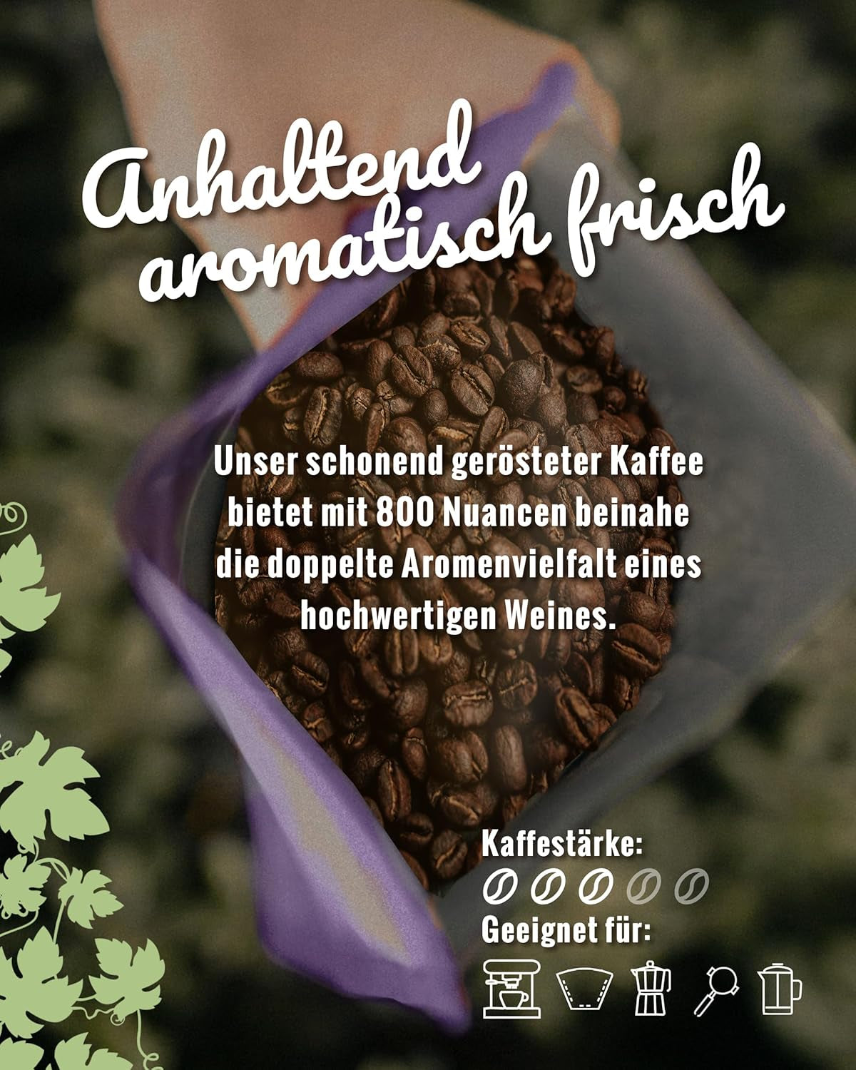 Blank Roast - BIO Winzer Kaffee 1000g - schonend mit Pfälzer Rebholz geröstet - ganze Kaffee-Bohnen aus Peru - 100% Arabica Röstung - schokoladig & nutsig - säurearm