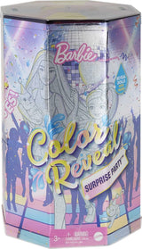 Barbie GXJ88 - Color Reveal Surprise Party, +50 překvapení: 1 panenka, 1 panenka Chelsea, 2 zvířátka, 6 barevných změn, doplňky a další, sada na taneční párty, dárek pro děti od 3 let