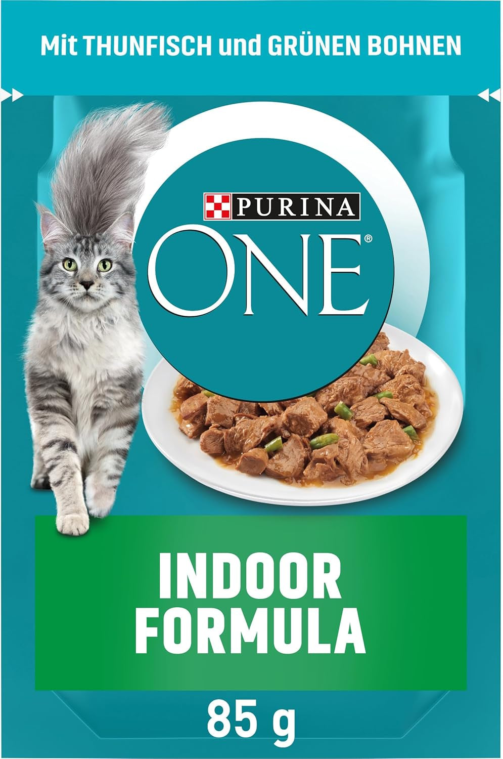 PURINA ONE Indoor Formula Mokré krmivo pro kočky, jemné kousky v domácí omáčce z tuňáka, balení 26 ks (26 x 85 g)