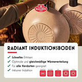 Pánev Ledro, 24 cm, hliník, vhodná na indukci, nepřilnavý keramický povrch, Thermopoint, Made in Italy, béžové Hrnce a pánve Naty Shop