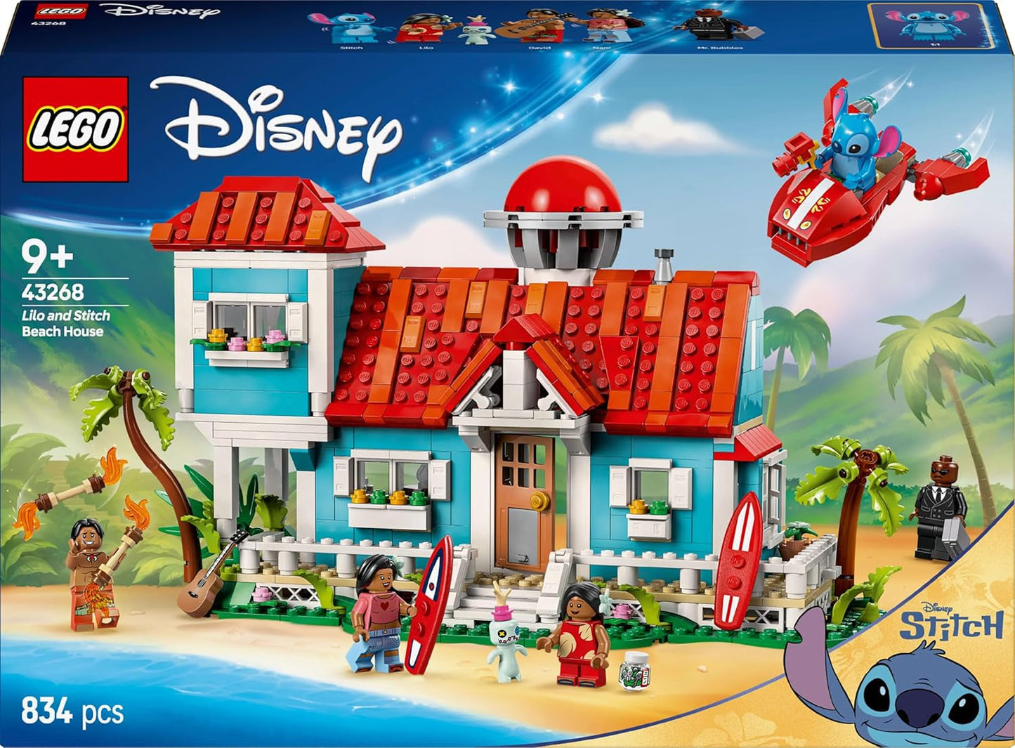 LEGO Ç€ Disney Beach House z "Lilo and Stitch" - Sestavitelná hračka se 6 místnostmi, observatoří, vesmírnou lodí a 5 minifigurkami - dárek k narozeninám pro dívky a chlapce od 9 let a fanoušky 43268 Stavebnice Besuche den LEGO-Store
