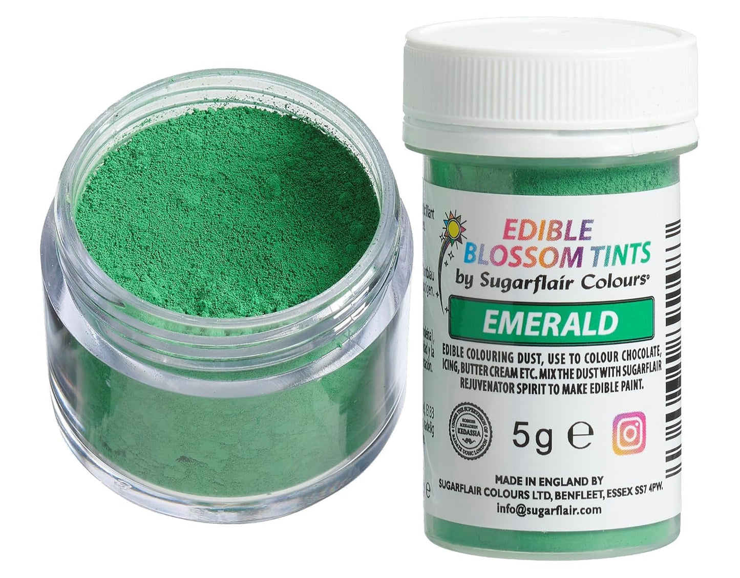 Sugarflair Blossom Tint Dust Emerald Food Coloring Powder - Potravinářský prášek na zdobení dortů, cukrovou pastu, fondán, polevu, čokoládu, máslový krém, makarony a další - 5G