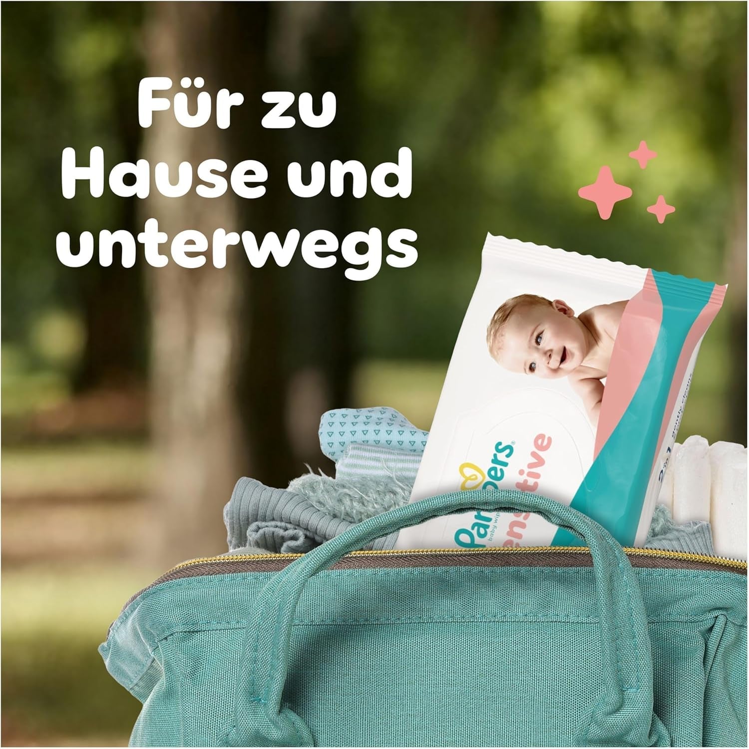 Pampers Sensitive dětské ubrousky, 15 balení 80 ubrousků, 1200 dětských ubrousků, jemné čištění a ochrana pokožky 2 v 1
