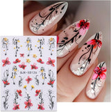 JMEOWIO 3D Nálepka na nehty Blumen Nálepka na nehty Selbstklebend Nagelaufkleber 5D Stereoskopické jarní letní dekorace Nageldesign Zubehör 4 Blatt