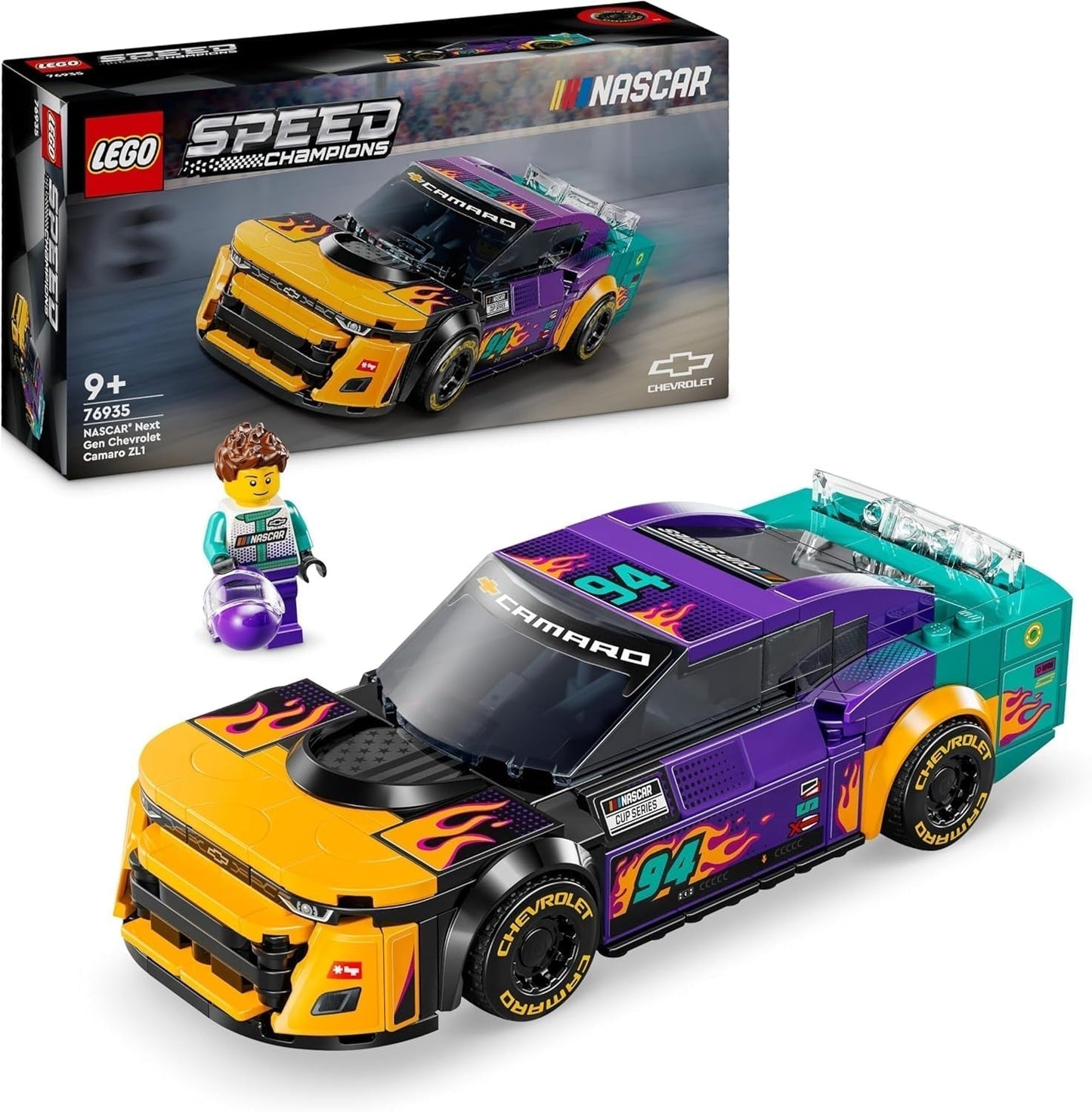 LEGO Speed ​​​​Champions NASCAR Chevrolet Camaro ZL1 nové generace autíčko; Sada na stavbu a hraní závodního auta; Dárek pro chlapce a dívky starší 9 let 76935 Stavebnice Besuche den LEGO-Store Výchozí název