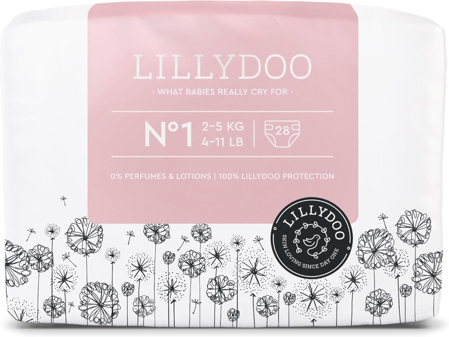 Dětské plenky LILLYDOO šetrné k pokožce – velikost 3 (6–10 kg), 29 kusů, spolehlivá ochrana proti vytečení, měkké, bez parfemace a bez mléka pro citlivou pokožku, dermatologicky testováno