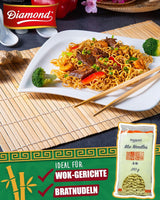DIAMOND Mie Noodles, pšeničné nudle bez vajec, rychlá a snadná příprava, vegetariánské - 8 x 250 g