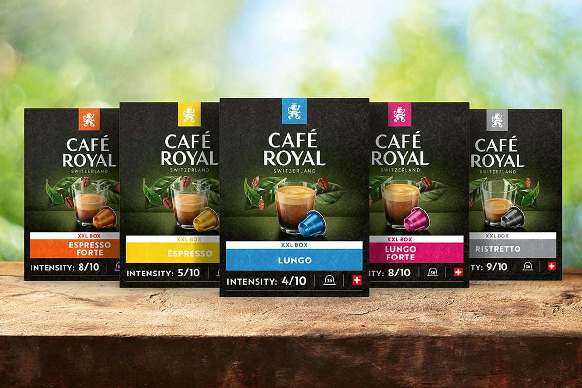 Espresso Forte 36 Kapseln für Nespresso Kaffee Maschine - 8/10 Intensität - UTZ-zertifiziert Kaffeekapseln aus Aluminum (Backung mit 3)