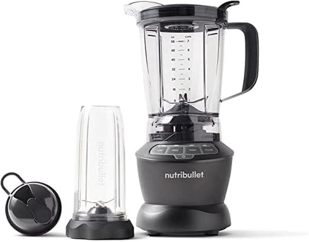Nutribullet Full Size Blender, Elektrischer Mixer, Multifunkční Stabmixer, Professioneller Mixer, 1000 Watt Leistung, 1,6L Becher, Grau, NBF450DG Kitchen Naty Shop