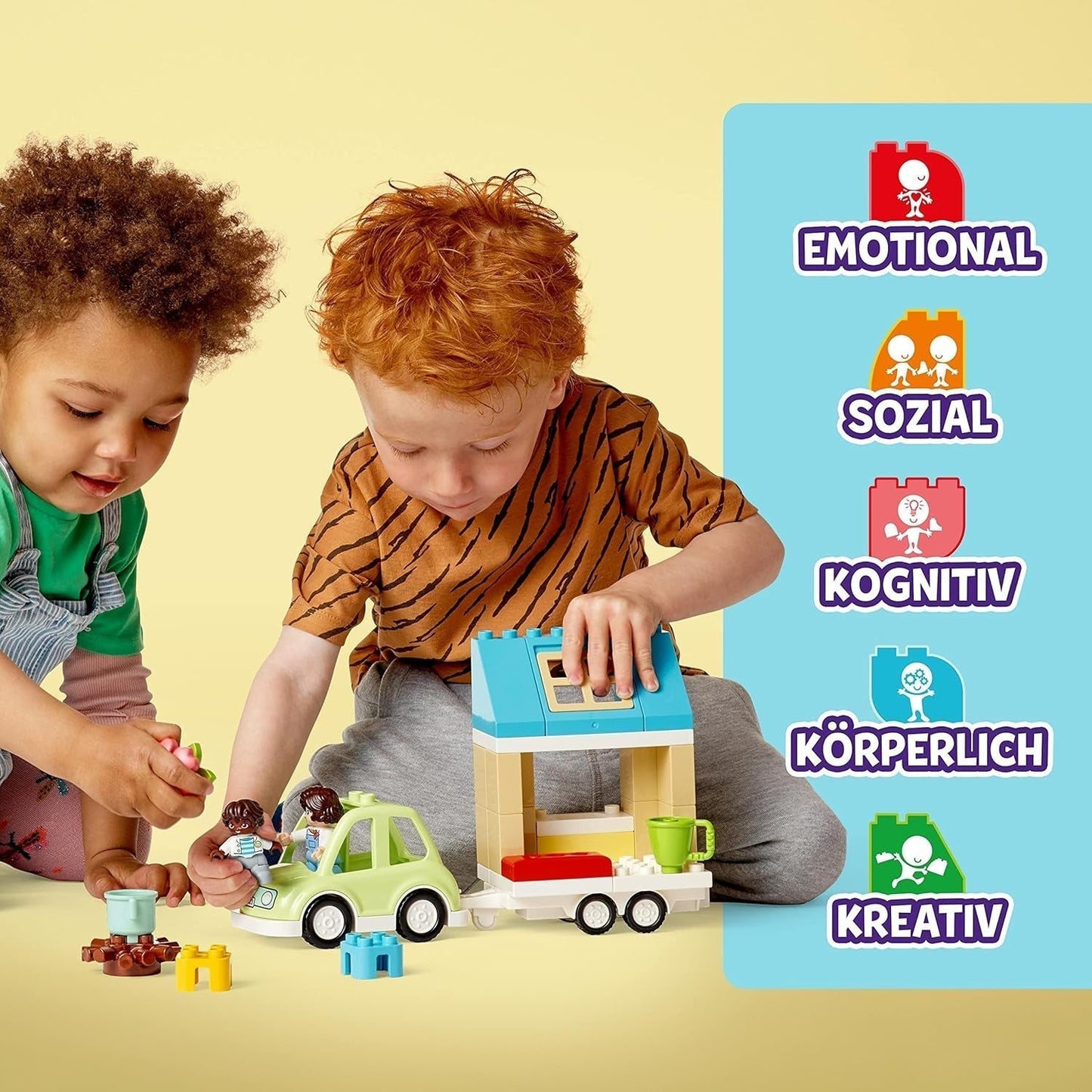 LEGO 10986 DUPLO Doma na kolech, autíčko s velkými kostkami, figurkami a autíčkem pro chlapce a dívky od 2 let, rozvíjí jemnou motoriku Stavebnice Besuche den LEGO-Store