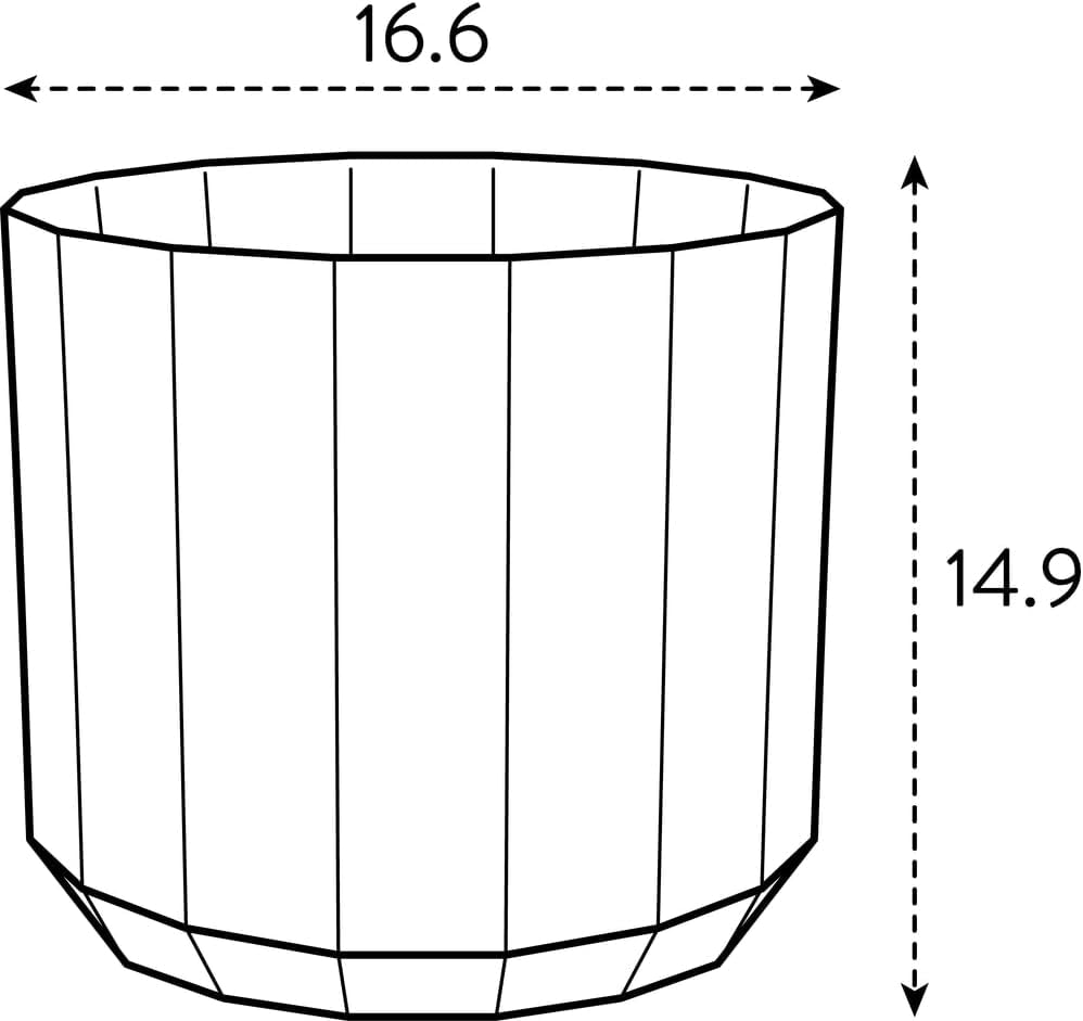 Kulatý hrnec elho Facet 17cm - pro vnitřní použití - 100% recyklovaný plast - Ø 16,6 x V 14,9 cm - Růžová/Mandlově růžová