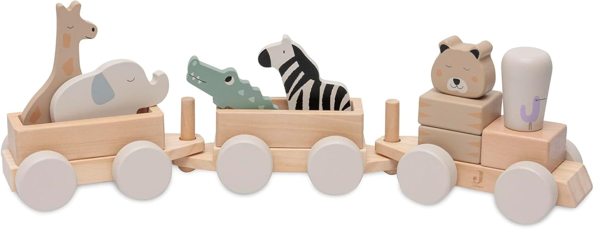 Jollein 112-001-67090 Dřevěná hračka na kolečkách, zelená Toys Bebe Naty Shop Jungle Jambo