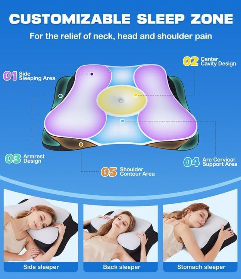 SUPA MODERN Memory Foam Polštář Boční Spací Chladivý Polštář 60X40 Ortopedický Zadní Strana Žaludek Krční Polštář Úleva od bolesti Krční Polštář Ortopedické Krční Polštáře Naty Shop