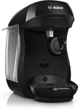 Bosch Tassimo Happy Friendly kávovar na kapsle TAS102E, 70+ nápojů, Vhodné pro všechny šálky, Auto-Stop, Trvale udržitelný, Perfektní dávkování, Úspora místa, 1400 W, Černá