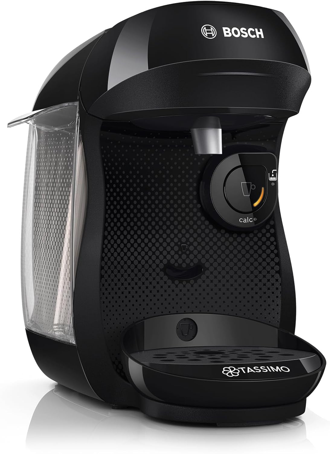 Bosch Tassimo Happy Friendly kávovar na kapsle TAS102E, 70+ nápojů, Vhodné pro všechny šálky, Auto-Stop, Trvale udržitelný, Perfektní dávkování, Úspora místa, 1400 W, Černá
