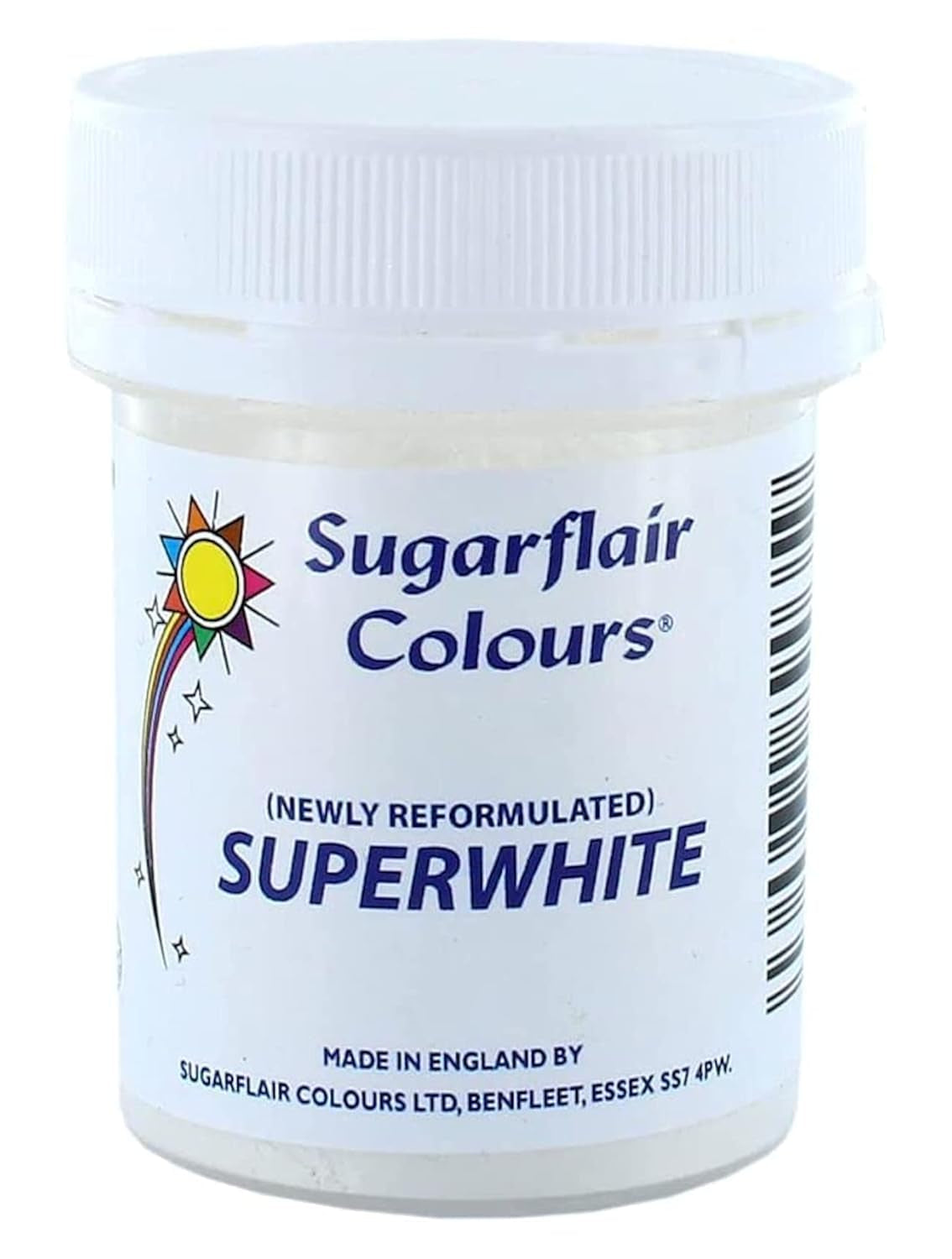 Sugarflair Superwhite Icing Bleach, Icing Bleach for Royal Icing, Extra bílé jedlé potravinářské barvivo - 20 g