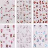 JMEOWIO Nagelsticker Weihnachten 6 Blatt Nail Art Sticker Selbtklebend Nagelaufkleber Schneeflocke Winter Urlaub Süß Dekoration Nageldesign Zubehör