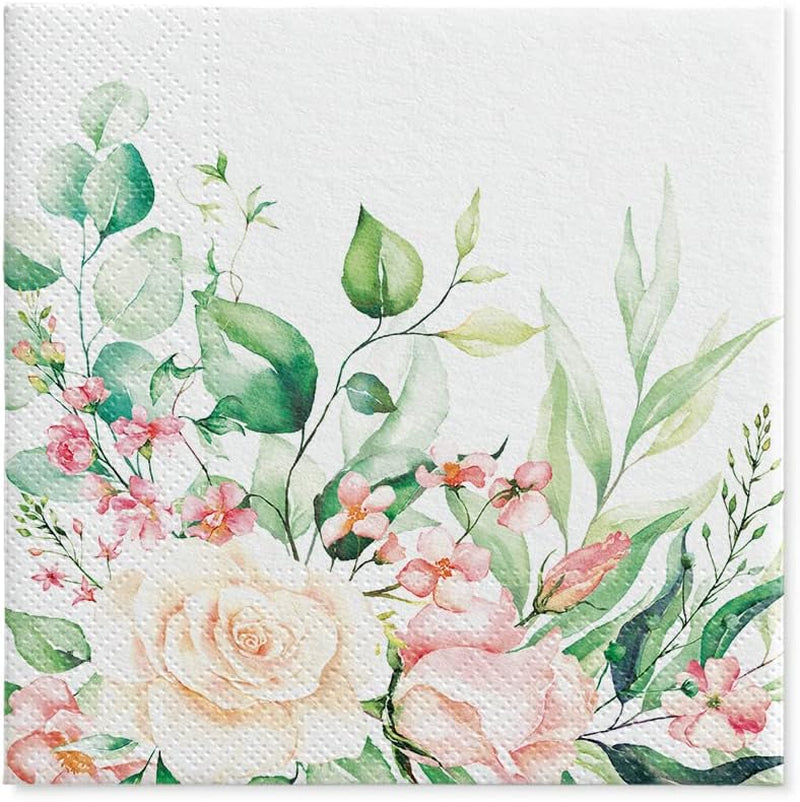 PAW - 3vrstvé ubrousky (33 X 33 cm) I 20 kusů I Ideální na narozeniny, večírky, svatby, přijímání a svátky I Barevné papírové ubrousky - květiny, růže I Barva: květinové momenty (balení 2 ks)