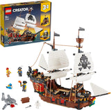 Sada pirátské lodi 3 v 1 od LEGO Creator, Hračka se 3 možnostmi sestavení, Postavte si pirátskou krčmu nebo Ostrov pirátů lebek, obsahuje 3 minifigurky pro dobrodružství při hraní rolí 31109 Stavebnice Besuche den LEGO-Store Standardní balení