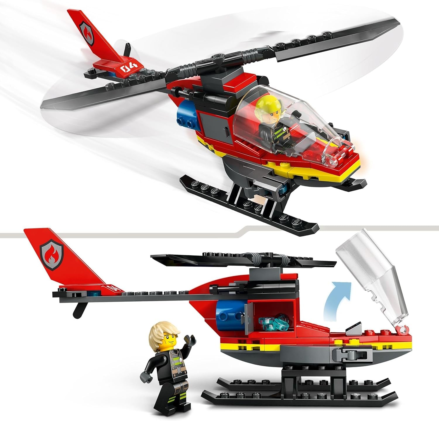 LEGO City hasičský vrtulník, stavebnice vrtulníku a figurky pilota, hasičský vrtulník pro nápaditý herní zážitek, dárek pro děti, chlapce a dívky od 5 let 60411 Stavebnice Besuche den LEGO-Store