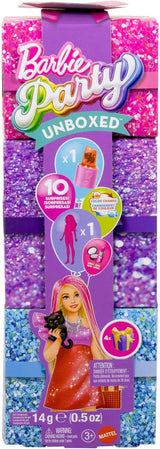 Barbie Party panenka bez krabice a doplňků, série Glam Party s 10 překvapeními, včetně jasně červené panenky s efektem změny barvy, JFY68