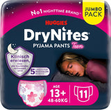 Noční noční pomočování Huggies DryNites pro dívky 13-přibližně 17 let (48-60kg) Počet 33 (3 x 11) Jumbo měsíční balení XL plenkové kalhotky
