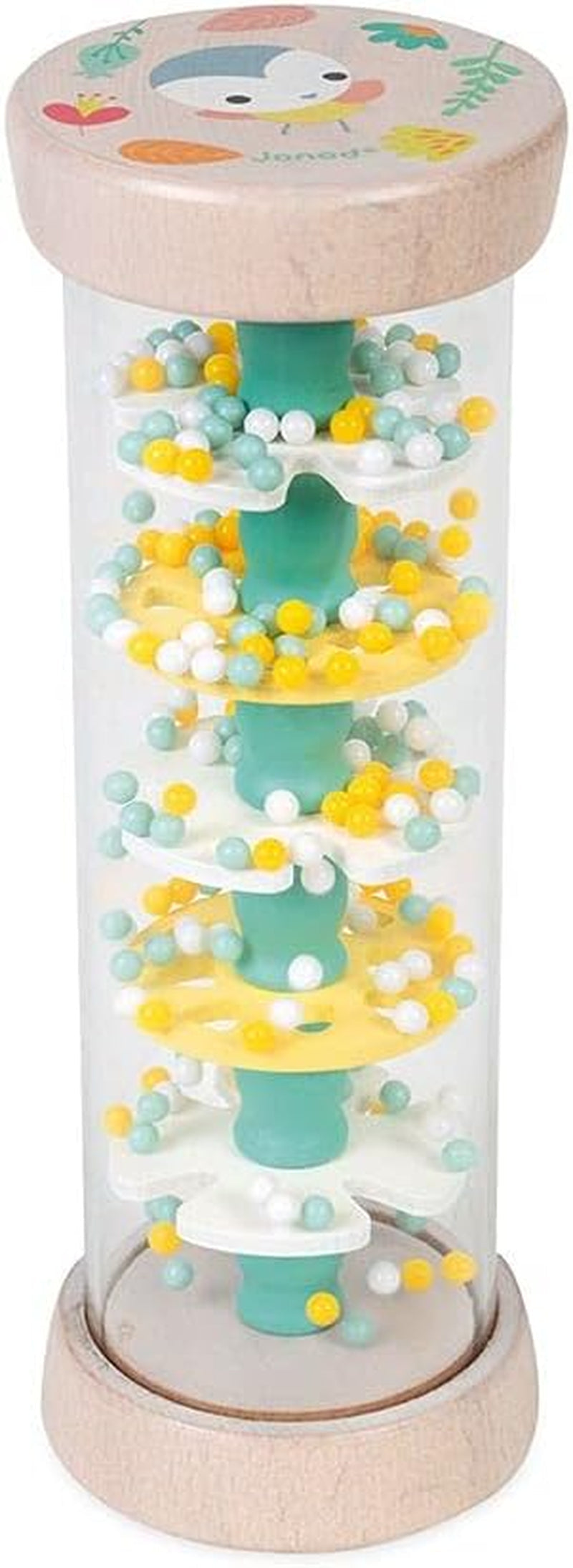 Janod - Wooden Rainmaker - Pure Collection - Hračka pro miminka a batolata - Rozvoj jemné motoriky Vizuální a akustická stimulace - Barvy na vodní bázi - Od 6 měsíců, J05193 Baby Toys Naty Shop