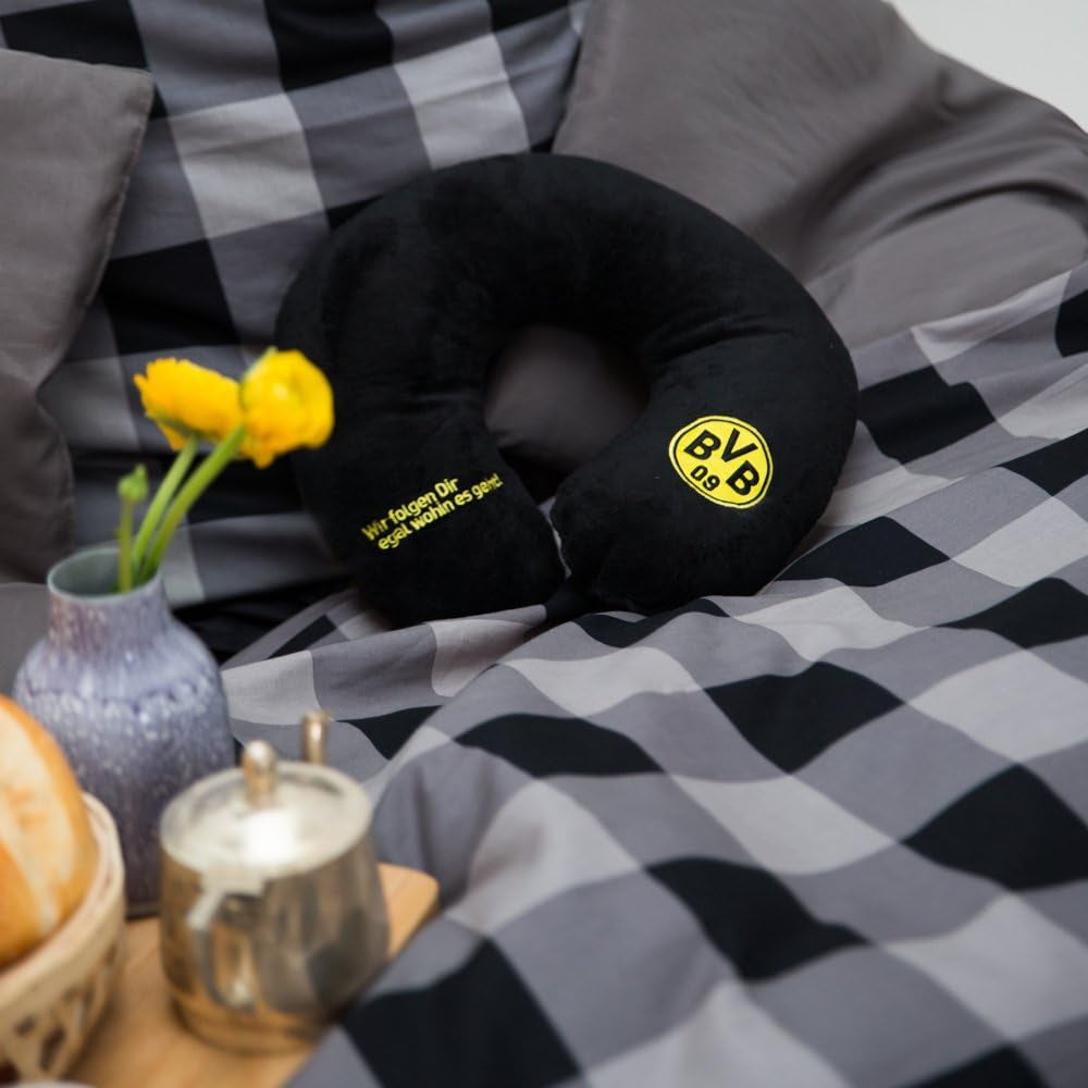 Polštář na krk Borussia Dortmund Unisex Bvb Nakkepude, černá/žlutá, 34 X 31 5 cm EU cestovní polštáře Naty Shop