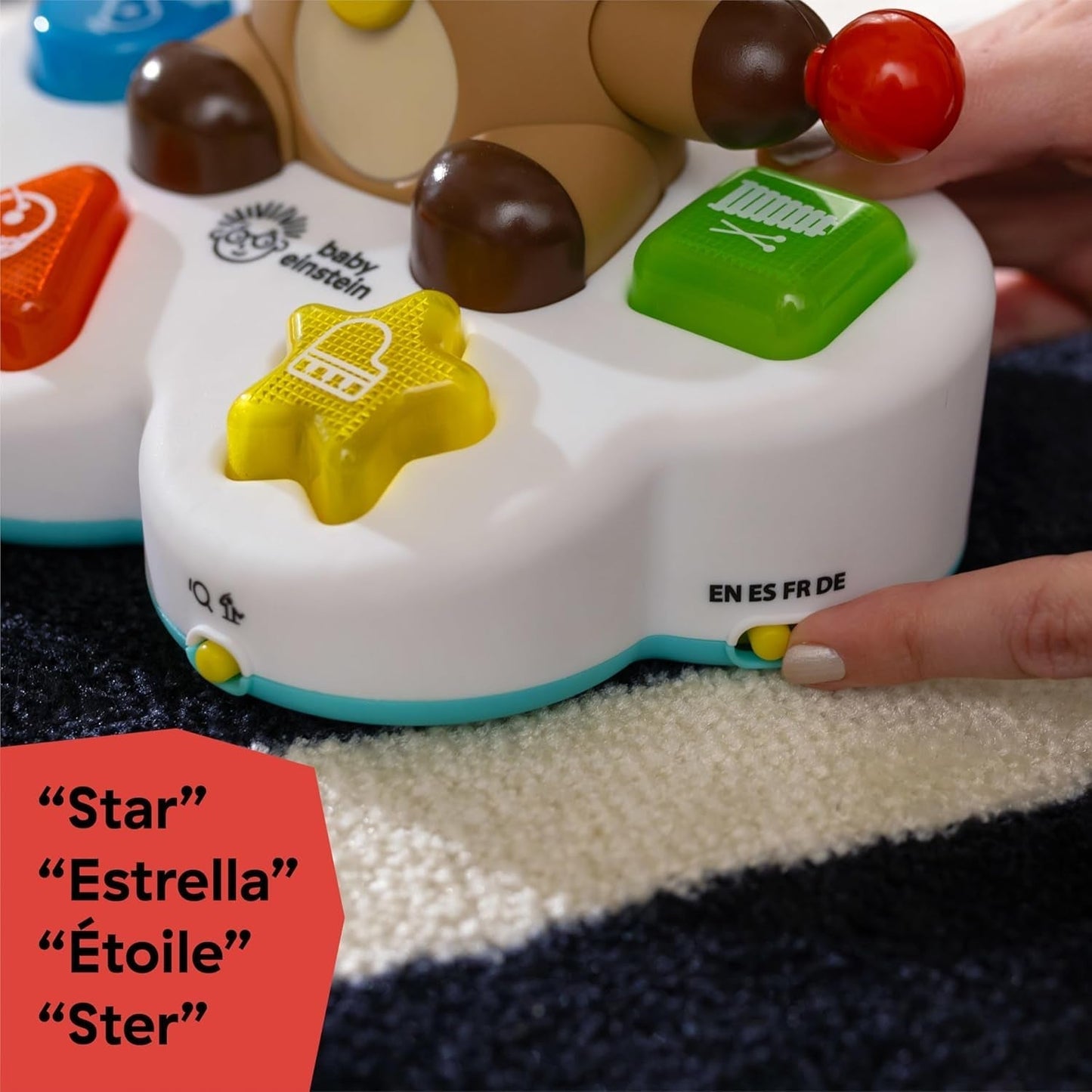 Hudební výuková hračka Baby Einstein, Drum & Learn Dean – multisenzorická hračka pro miminko, 2 herní režimy, barvy, tvary a nástroje, 50+ zvuků, od 6 měsíců Hračky pro miminka Naty Shop