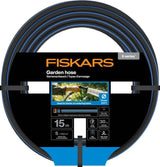 Fiskars S zahradní hadice, řada X, vodní hadice pro ruční zavlažování, 13 mm (1/2"), délka: 15 m, univerzální připojení, UV ochrana, ochrana proti mrazu, odolná proti kroucení, modrá, 1076044