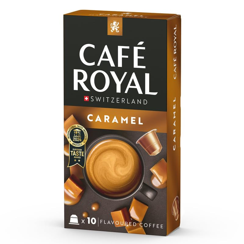 Café Royal Kaffee s karamelovou příchutí – Kaffeekapseln kompatibilní s Nespresso®, krémová, helle Röstung, 100 % Arabica, Rainforest Alliance, 100 Kapseln