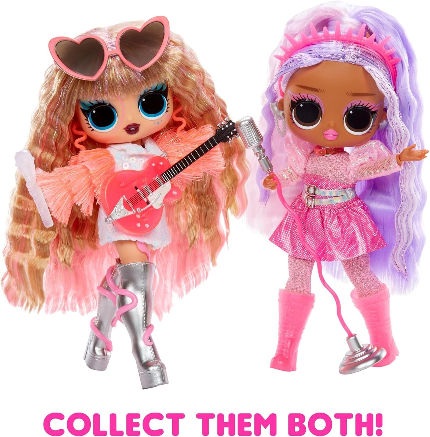 LOL Překvapení! Tweens Neon Pop Stars - Thea Stars - 1 módní panenka s podsvícenými překvapeními a více než 10 oblečením a doplňky Pop Star, včetně její zářivě růžové kytary, dárek pro děti od 4 let