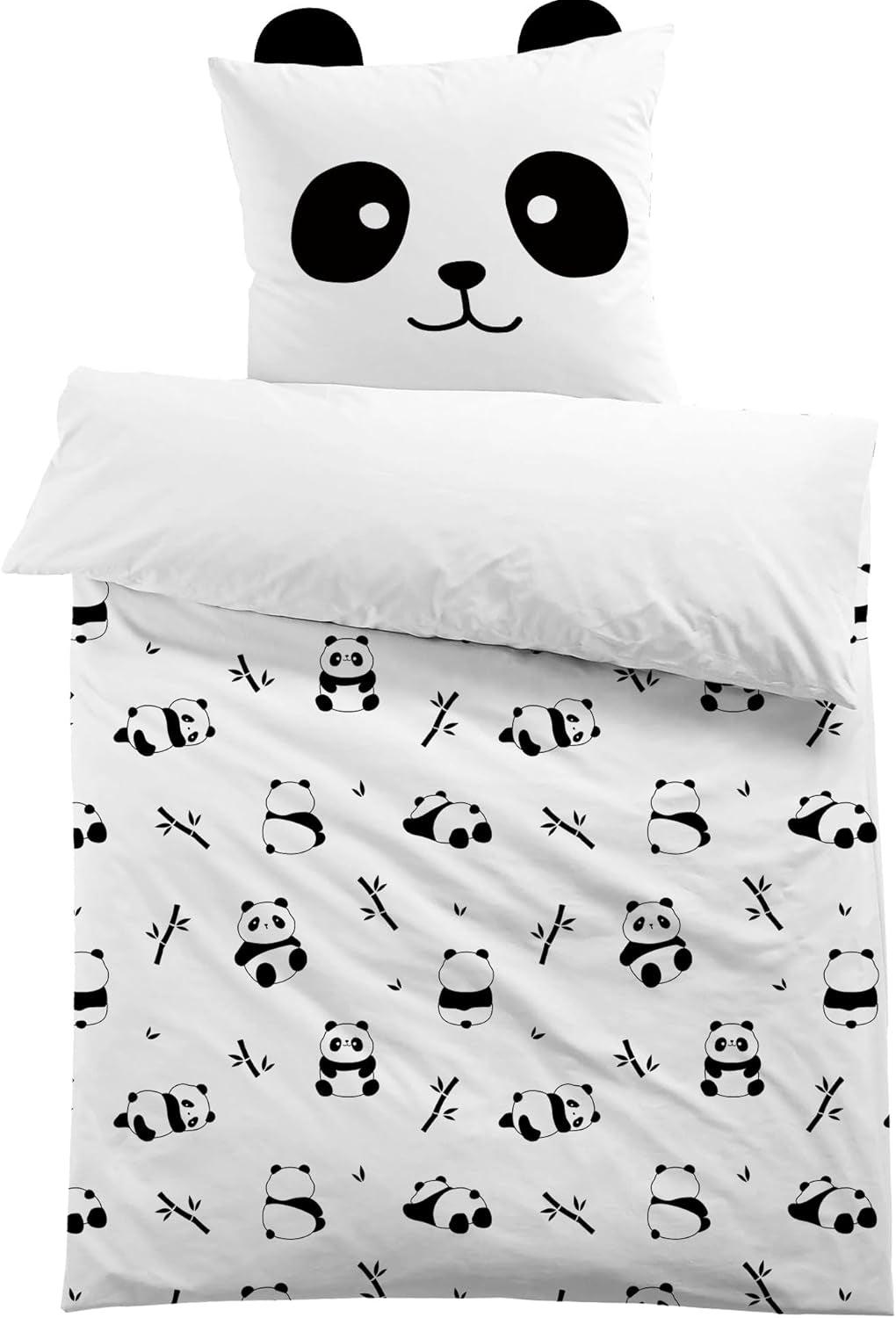 3D povlečení z mikrovlákna, zvířátka, unisex Povlečení - dětské Naty Shop Panda s ušima 135×200+80×80