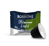 Caffè Borbone Respresso, lehká kávová směs, 50 % Weniger Kaffein als die Blue Mischung - 50 Kapseln - Kompatibilní s Nespresso®* Haushalts-Espressomaschinen
