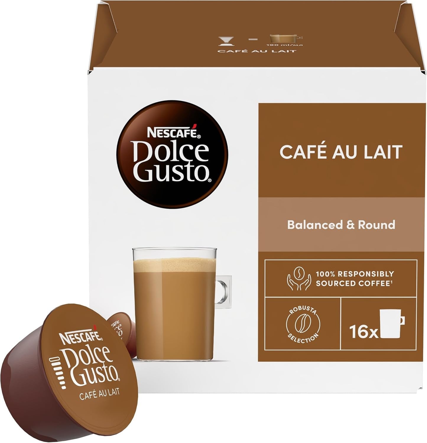 Nescafe Dolce Gusto – Dolce Gusto Café au Lait 16 KAPSLÍ 160 g (6x)