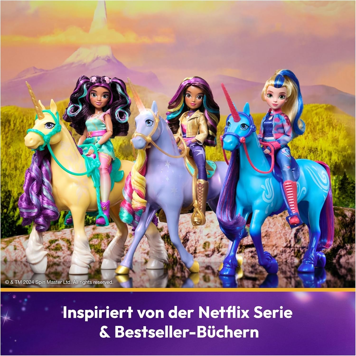 Unicorn Academy Ankleidepuppe Ava - originální loutka pro věrné Netflix-Serie, 24 cm groß and mit 7 Doplňky pro fantasievolles Rolenspiel, pro Kinder ab 4 Jahren