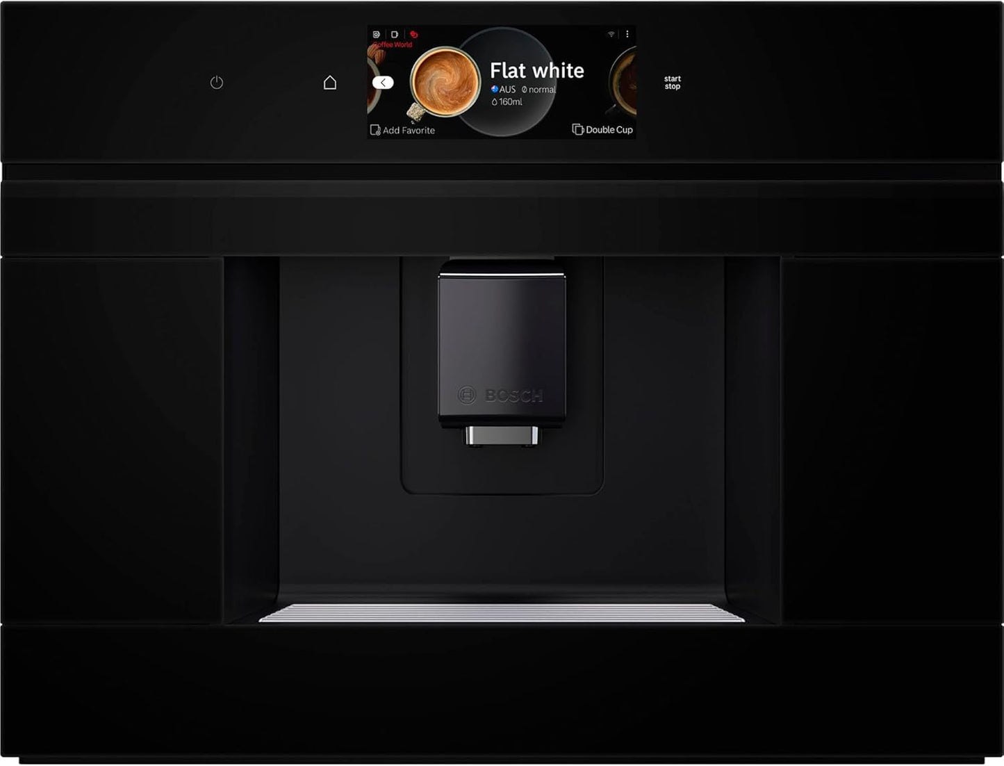 Bosch CTL7181B0, Inteligentní vestavěný automatický kávovar na espresso řady 8, 45,5 x 59,4 cm, dotyková obrazovka TFT, velmi tichý keramický mlýnek s pohonem, funkce samočištění AutoMilk Clean, nádrž na vodu 2,4 l, černá