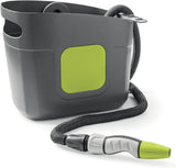 GF SRL, Aquapop Grey Pro 15, samonatahovací opletená hadice Made in Italy, s pevnou plastovou nádobou, ergonomický mini zahradní postřikovač, přípojky pro zavlažování zahrady, tmavě šedá