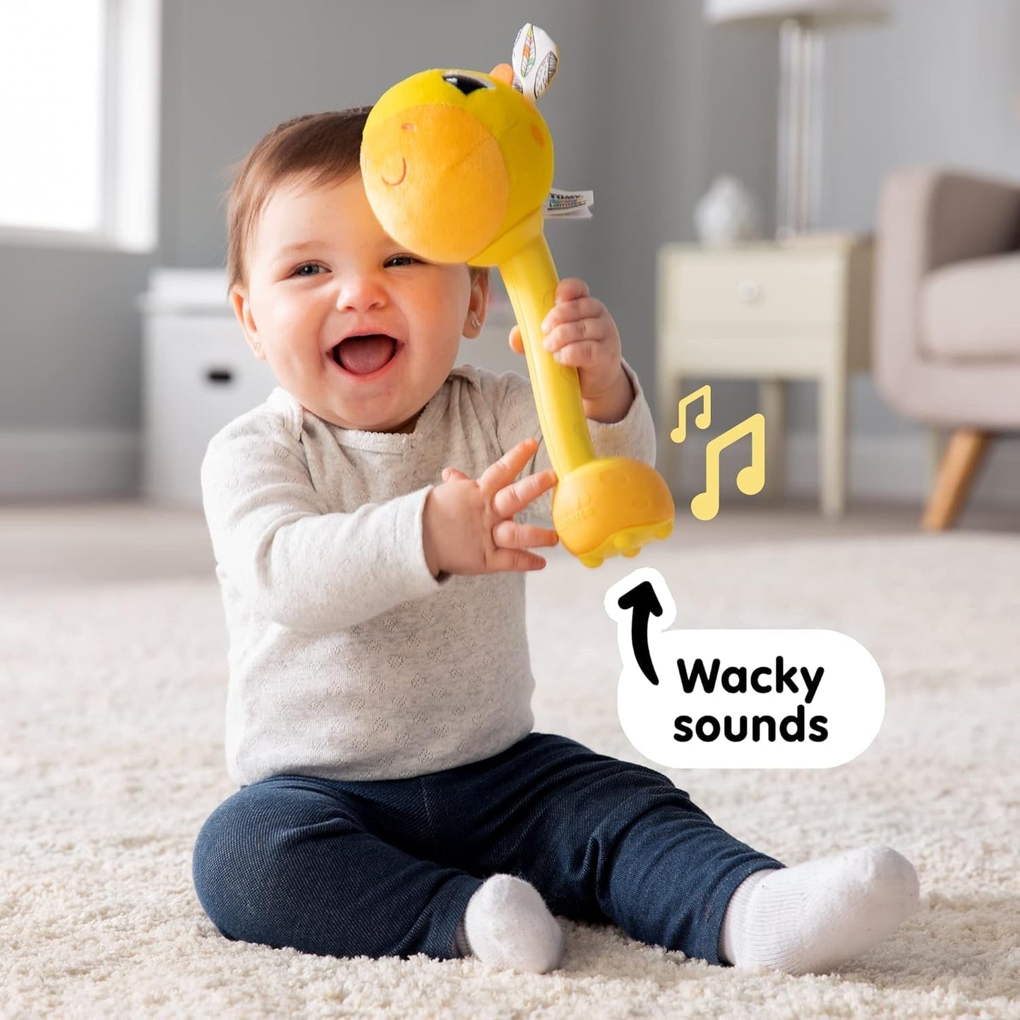 Lamaze L27471 Crazy Giraffe, hračka pro novorozence, barevná senzorická hračka pro miminko, dárek pro nové rodiče, vývojová hračka pro chlapce a dívky od 12 měsíců Baby Toys Naty Shop